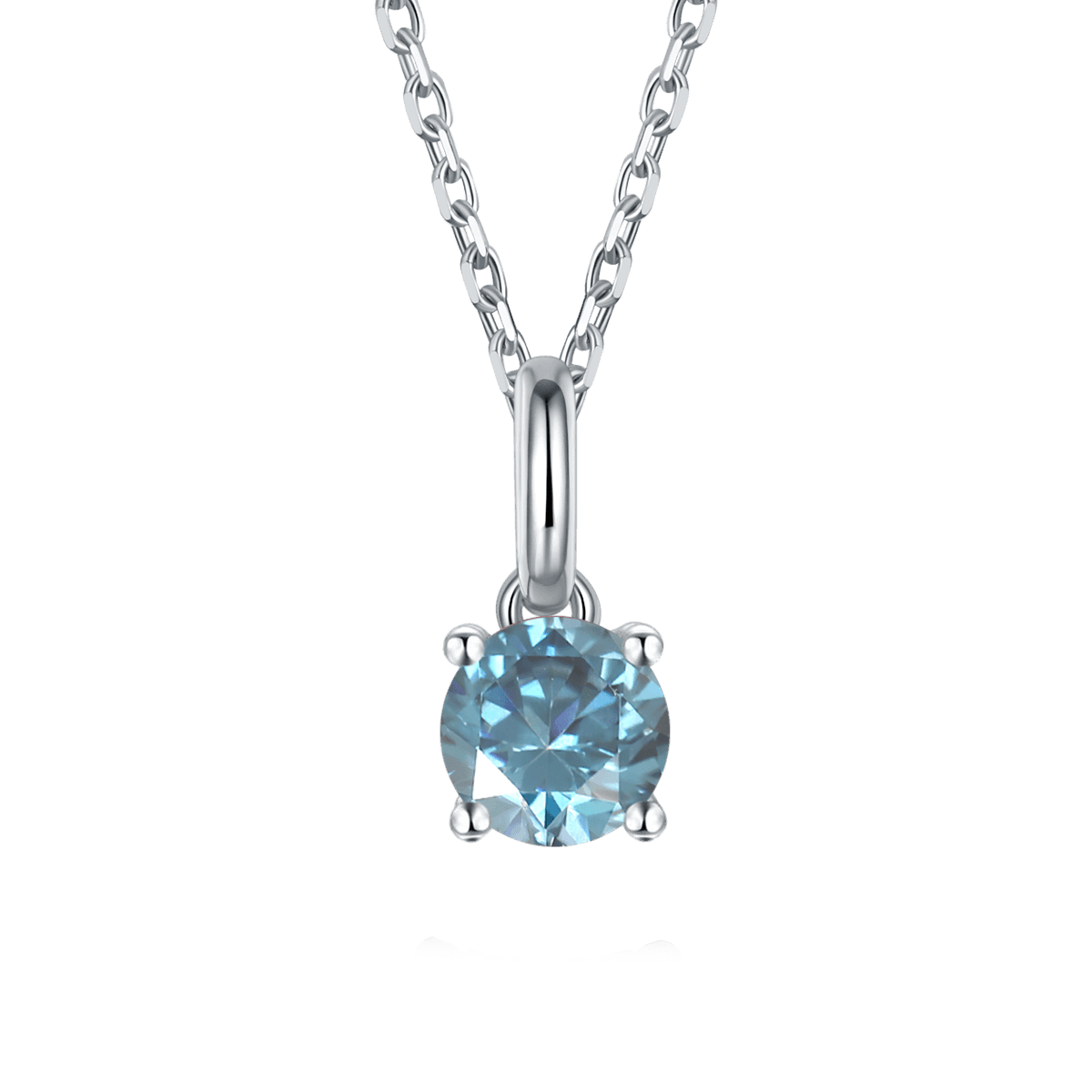 Blue Moissanite Solitiare Necklace - FineColorJewels