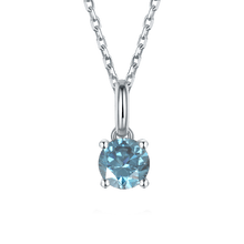 Load image into Gallery viewer, Blue Moissanite Solitiare Necklace - FineColorJewels
