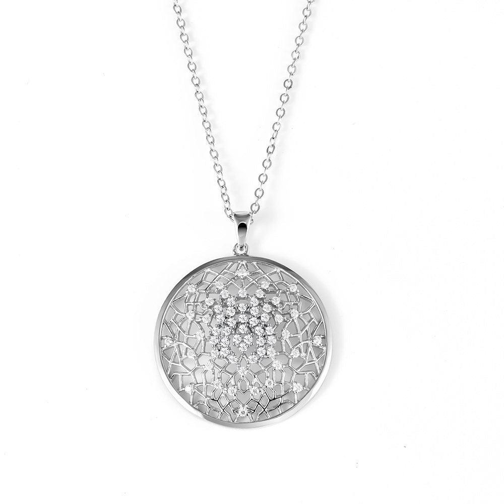 Flower of Life Moissanite Necklace Medallion Pendant Filigree Pendant  - FineColorJewels