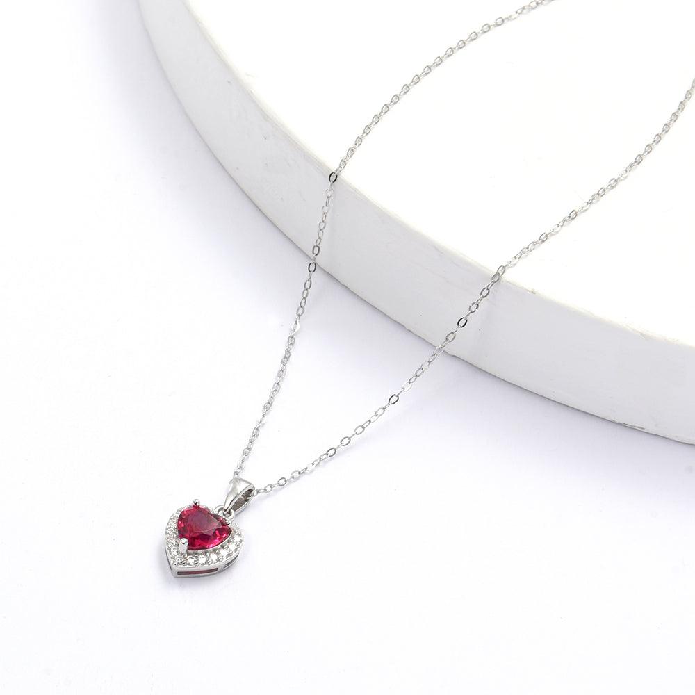 Lab Grown Ruby Heart Necklace Fine Color Jewels best gift for girls, best gift for women, Bridal shower gift, Christmas gift, Created ruby, dla-dm-discount-all-154898, gift for her, Gift for Mom, gift for women, gift from daughter, gift ideas for her, gifts for her, Mother's Day Gift, Necklace for her, New Year gift, Pendant for her, Pink heart necklace, Red heart necklace, Ruby pendant, Tags: Halo Pendant, Valentine's Day gift