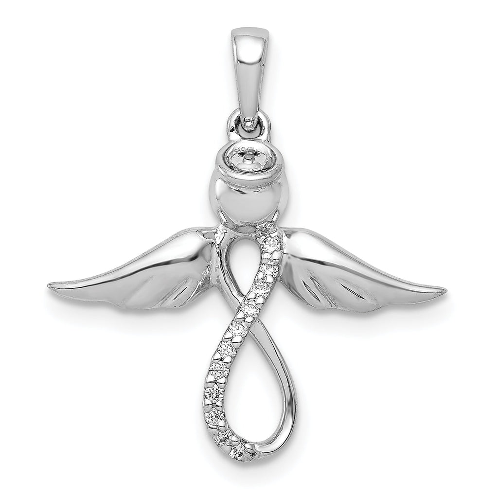 14k White Gold Diamond Infinity Angel Wing Pendant
