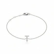 Load image into Gallery viewer, Mini Block Initial Diamond Bracelet Gold