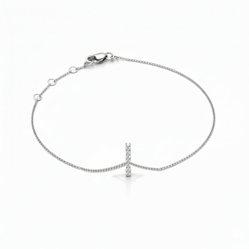 Mini Block Initial Diamond Bracelet Gold