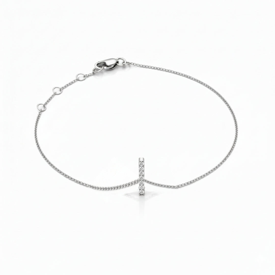 Mini Block Initial Diamond Bracelet Gold