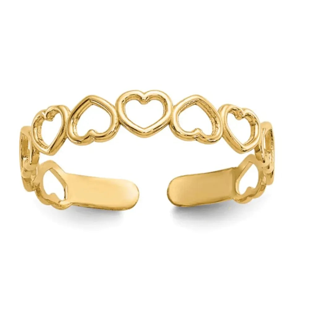 10K Gold Adjustable Heart Toe Ring