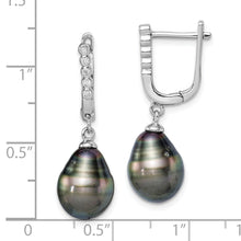 Load image into Gallery viewer, Tahitian Black Pearl and CZ Dangle Earrings