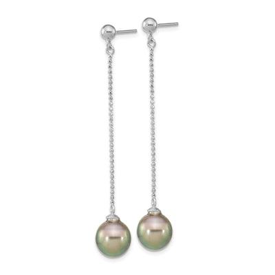 Tahitian Black Pearl Chain Drop Earrings