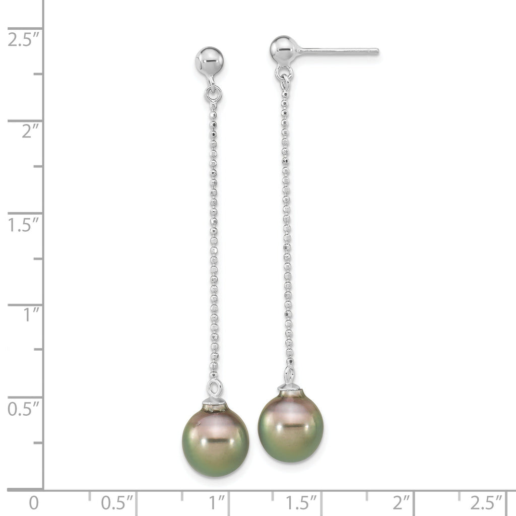 Tahitian Black Pearl Chain Drop Earrings
