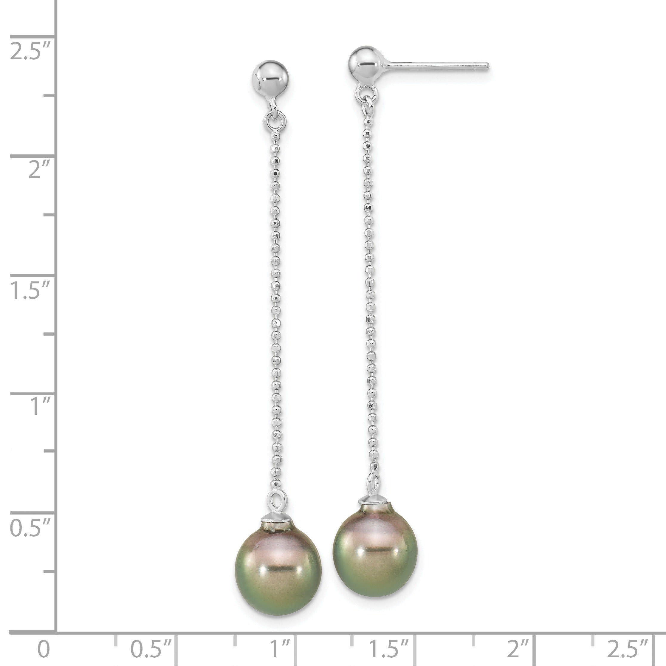 Tahitian Black Pearl Chain Drop Earrings