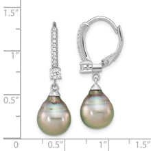 Load image into Gallery viewer, Tahitian Pearl and CZ Dangle Earrings