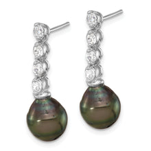 Load image into Gallery viewer, Black Tahitian Pearl Dangle Earrings