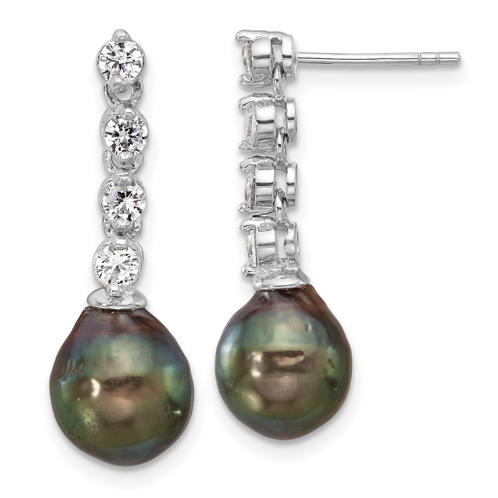 Black Tahitian Pearl Dangle Earrings
