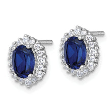 Load image into Gallery viewer, Oval Blue Sapphire Studs Halo Earrings