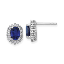 Load image into Gallery viewer, Oval Blue Sapphire Studs Halo Earrings