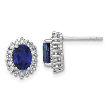 Load image into Gallery viewer, Oval Blue Sapphire Studs Halo Earrings