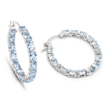 Load image into Gallery viewer, Genuine Blue Topaz Hoop Earrings