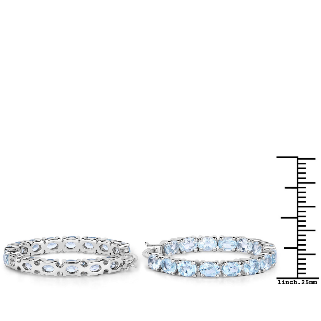 Genuine Blue Topaz Hoop Earrings