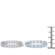 Load image into Gallery viewer, Genuine Blue Topaz Hoop Earrings