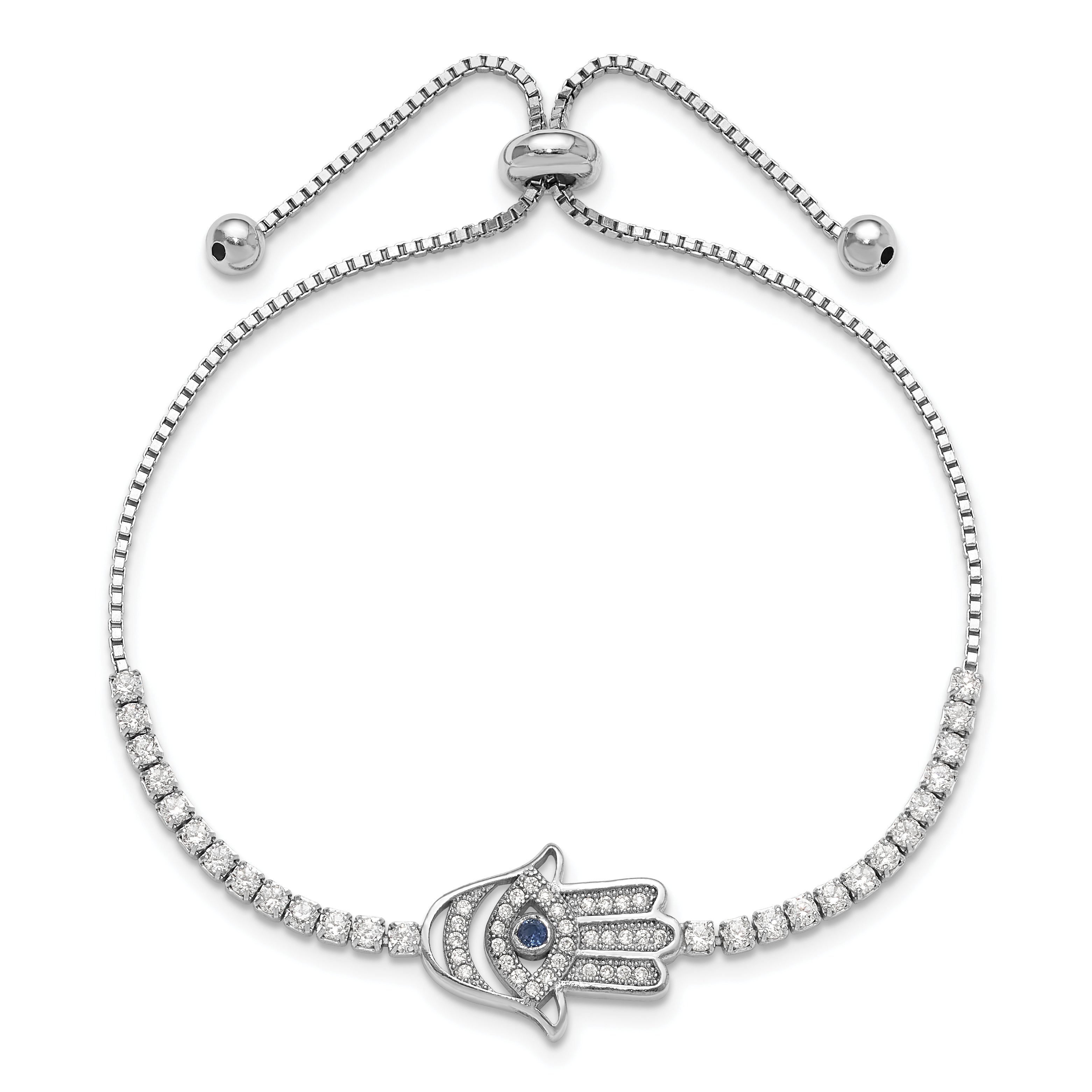 CZ Evil Eye Hamsa Adjustable Bracelet