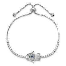 Load image into Gallery viewer, CZ Evil Eye Hamsa Adjustable Bracelet