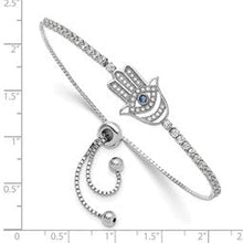 Load image into Gallery viewer, CZ Evil Eye Hamsa Adjustable Bracelet