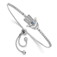 Load image into Gallery viewer, CZ Evil Eye Hamsa Adjustable Bracelet