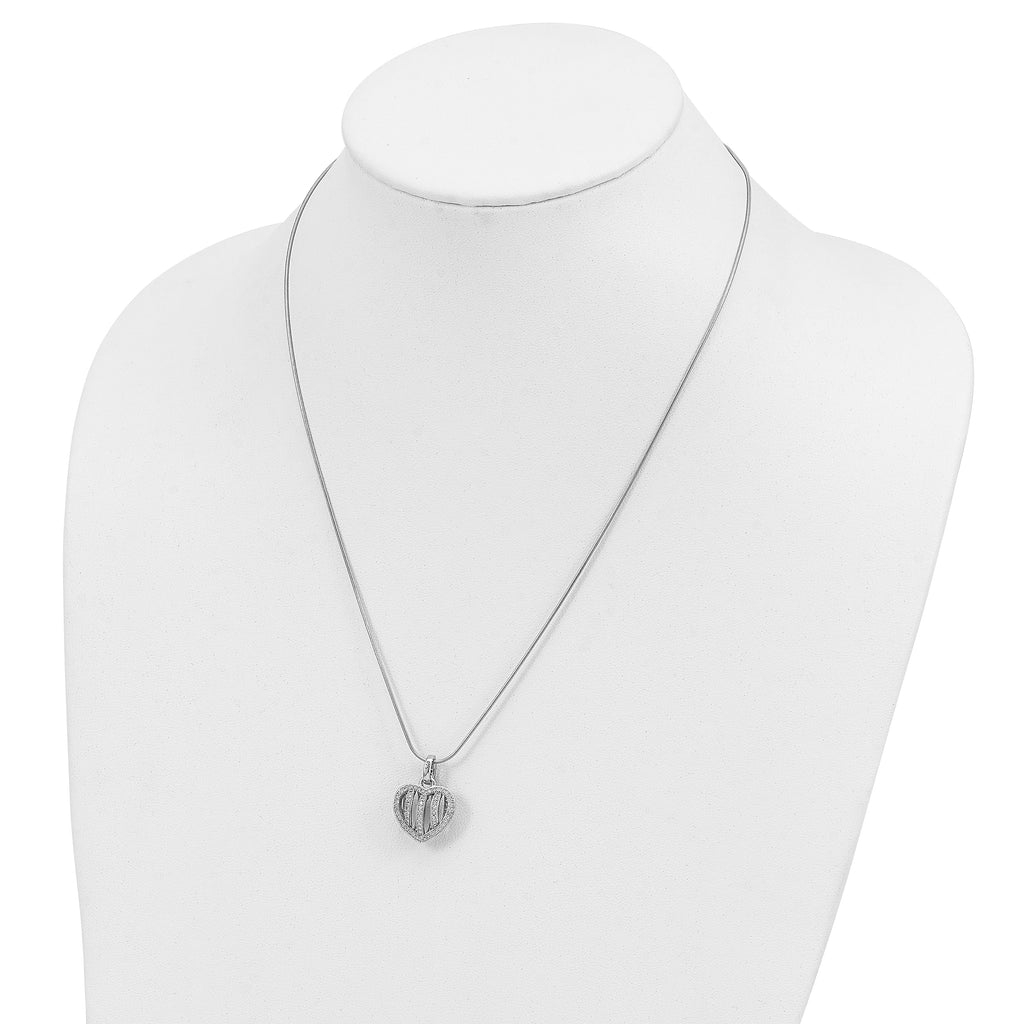 CZ  Heart Necklace Silver