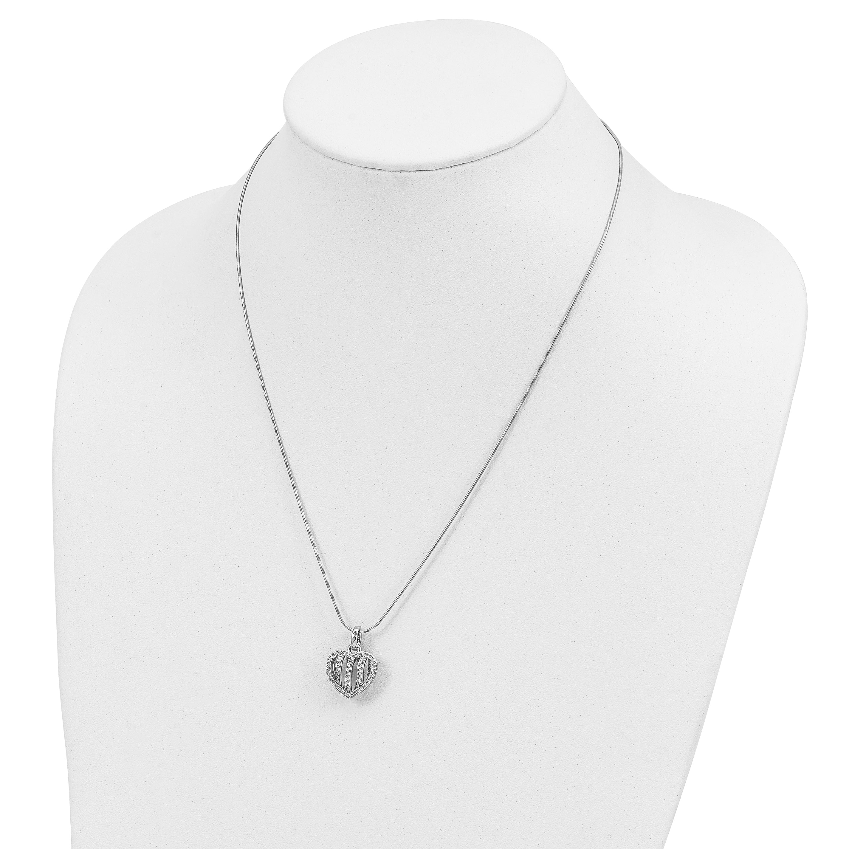 CZ  Heart Necklace Silver