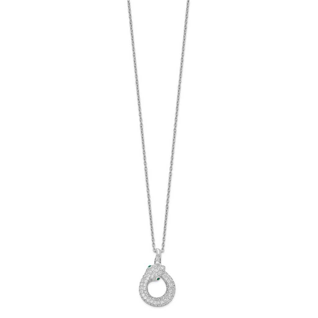 Cubic Zirconia Silver Snake Necklace