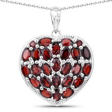 Load image into Gallery viewer, Genuine Garnet and White Topaz Heart Shaped Pendant