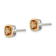 Load image into Gallery viewer, Genuine Citrine Square Stud Earrings