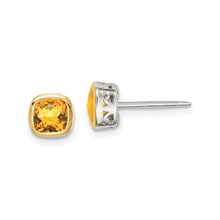 Load image into Gallery viewer, Genuine Citrine Square Stud Earrings