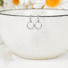 Load image into Gallery viewer, 14K White Gold Lab Grown Diamond Dangle Earrings Fine Color Jewels 14k Gold Earrings, Birthday gift for her, Bridal Jewelry, Bridesmaid Gift for Her, Diamond Earrings, diamond gift for her, Diamond Jewelry, dla-dm-discount-all-153807, Drop Earrings, Elegant Gift for Her February Birthstone, everyday gift for her, gift for her, gift for hergift for women, Gold Hoop Earrings, Jewelry Gift for her, Lab Grown Diamond, ring gift for her., Round Drop Earrings, Wedding Earrings, Wedding Gift For Her