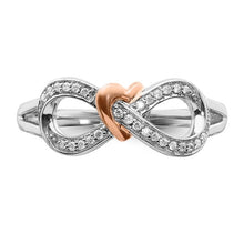 Load image into Gallery viewer, 14k Two-tone Diamond Infinity with Heart Ring Fine Color Jewels 10k Gold Infinity ring, gold infinity ring, infinity ring, QG
