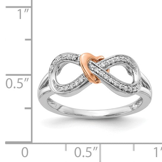 14k Two-tone Diamond Infinity with Heart Ring Fine Color Jewels 10k Gold Infinity ring, gold infinity ring, infinity ring, QG