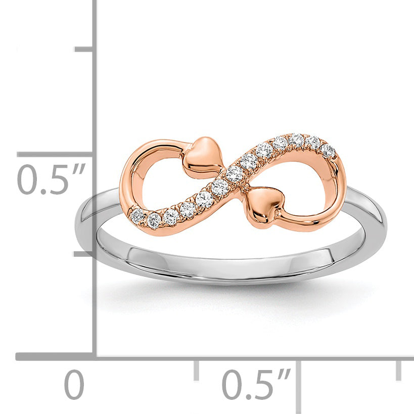 14K Two Tone Gold Infinity Heart Ring with Diamond Fine Color Jewels 10k Gold Infinity ring, gold infinity ring, infinity ring, QG