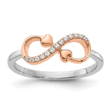 Load image into Gallery viewer, 14K Two Tone Gold Infinity Heart Ring with Diamond Fine Color Jewels 10k Gold Infinity ring, gold infinity ring, infinity ring, QG