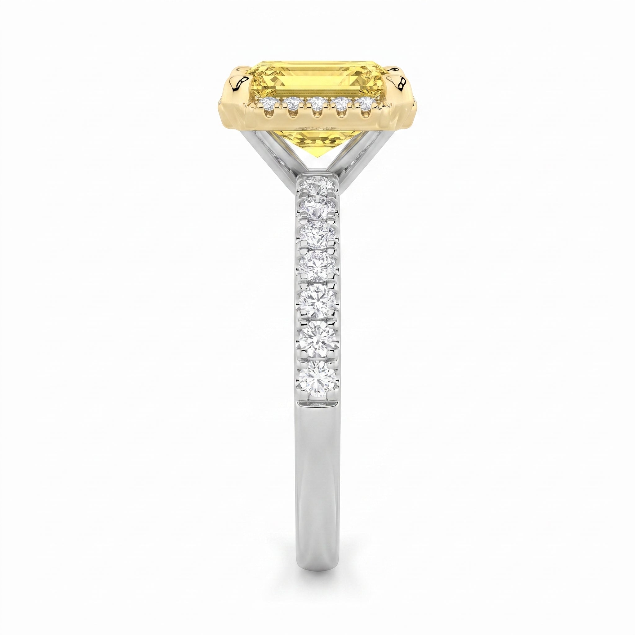 2Cttw Radiant Shaped Yellow Lab Grown Diamond (F/VS) Halo Accented Engagement Ring in 14K Gold