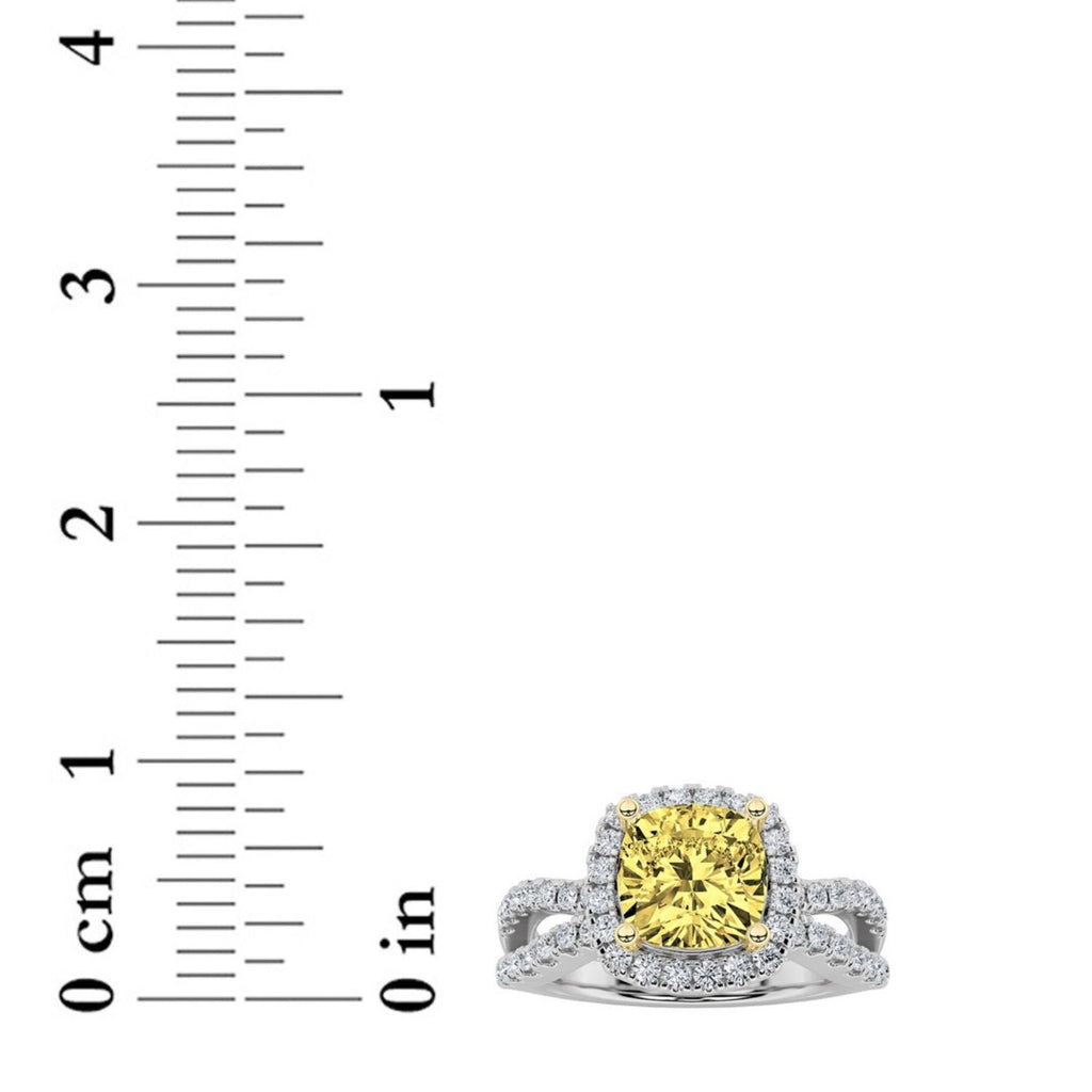 2.25Cttw Elongated Cushion Shaped Yellow Lab Grown Diamond (F/VS) Ring in 14K Gold