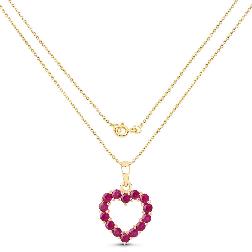 10K Yellow Gold Ruby Heart Necklace