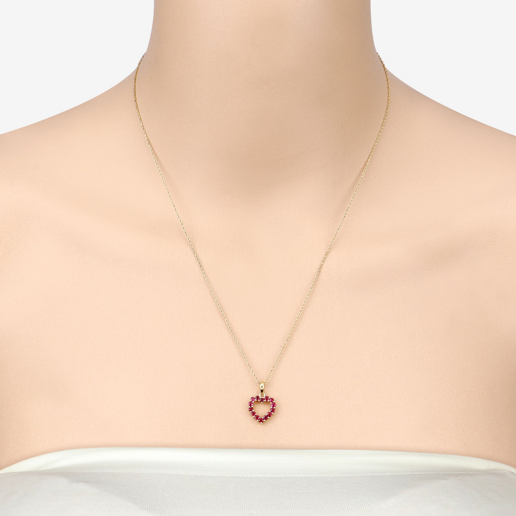10K Yellow Gold Ruby Heart Necklace