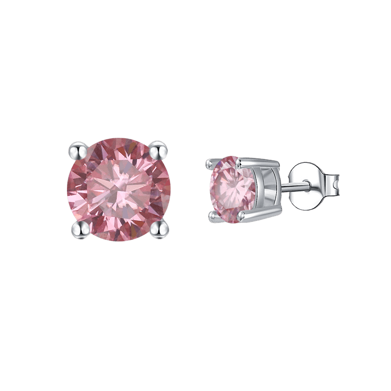 Pink Moissanite Stud Earrings - FineColorJewels