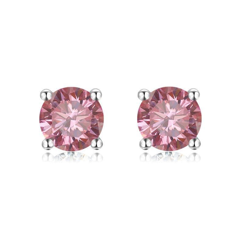 Pink Moissanite Stud Earrings - FineColorJewels