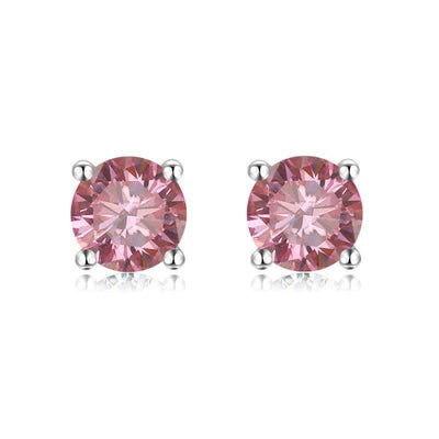 Pink Moissanite Stud Earrings - FineColorJewels