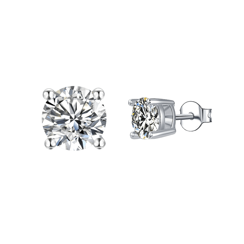 White Moissanite Stud Earrings - FineColorJewels