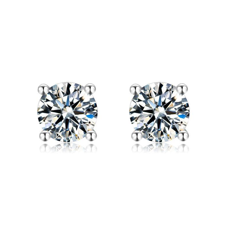 Solitaire Studs Daily Wear Earrings Valentine Day Gift,White Moissanite Stud Earrings - FineColorJewels