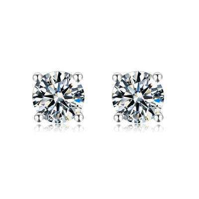 Solitaire Studs Daily Wear Earrings Valentine Day Gift,White Moissanite Stud Earrings - FineColorJewels