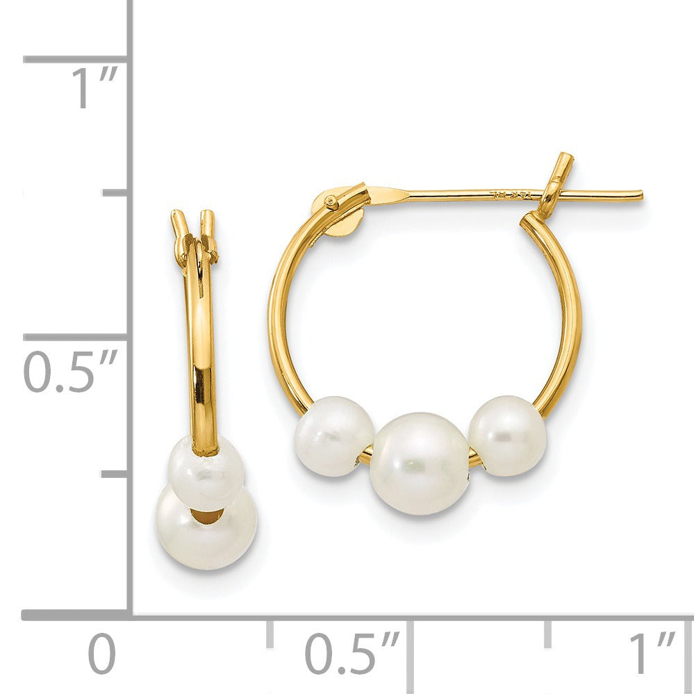14K Yellow Gold Madi Pearl Hoop Earrings