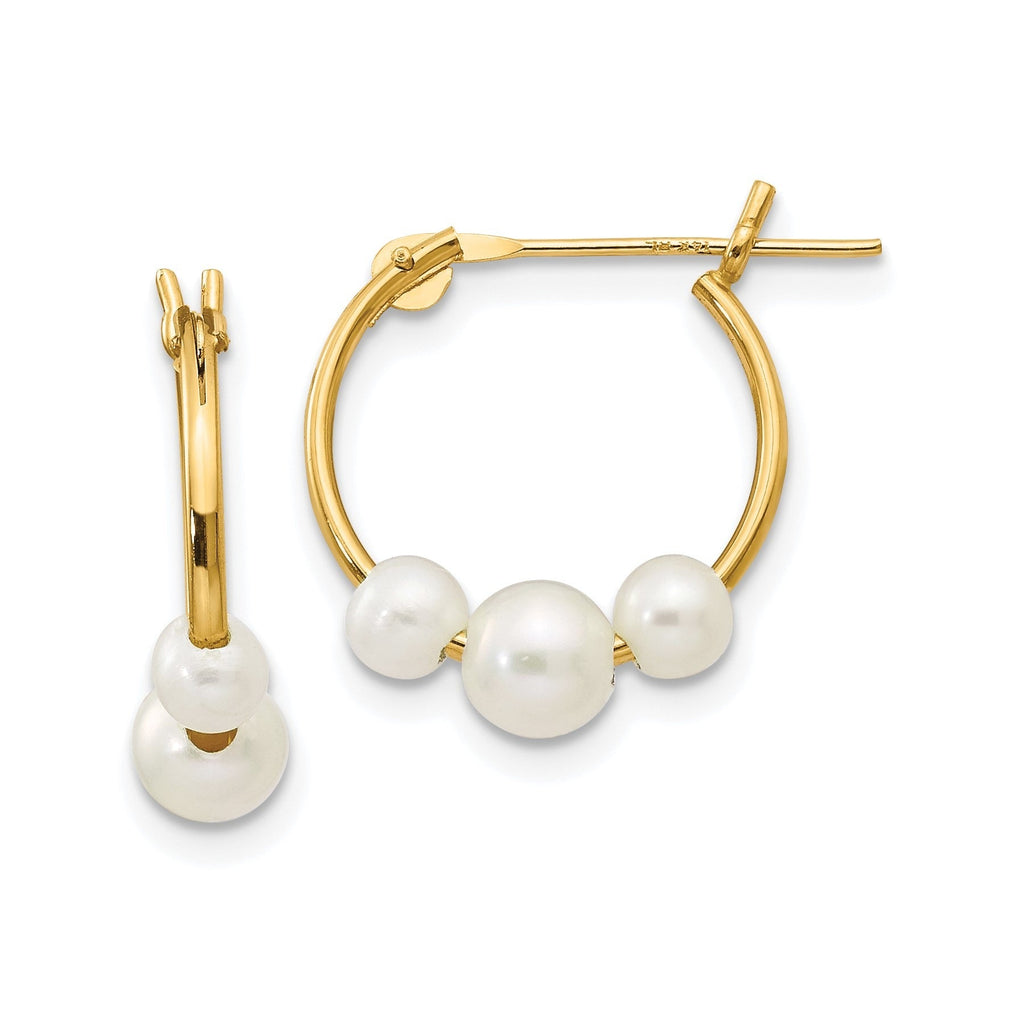 14K Yellow Gold Madi Pearl Hoop Earrings