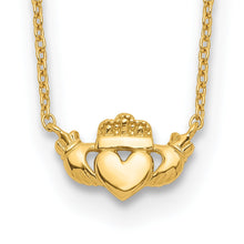 Load image into Gallery viewer, 14k Gold Claddagh Necklace Fine Color Jewels 14k gold claddagh necklace, claddagh necklace, claddagh necklace yellow gold, claddagh pendant, claddagh pendant gold, claddagh pendant gold claddagh gold necklace, gold claddagh cross necklace, gold claddagh necklace, irish claddagh necklace, irish claddagh necklace gold, QG